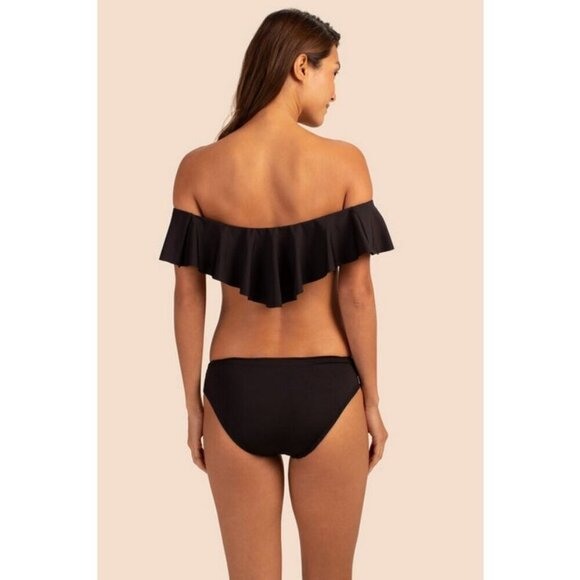 💕TRINA TURK💕 Monaco Solids Off The Shoulder Bandeau Bikini Top ~ Black 4 NWT - Picture 4 of 11